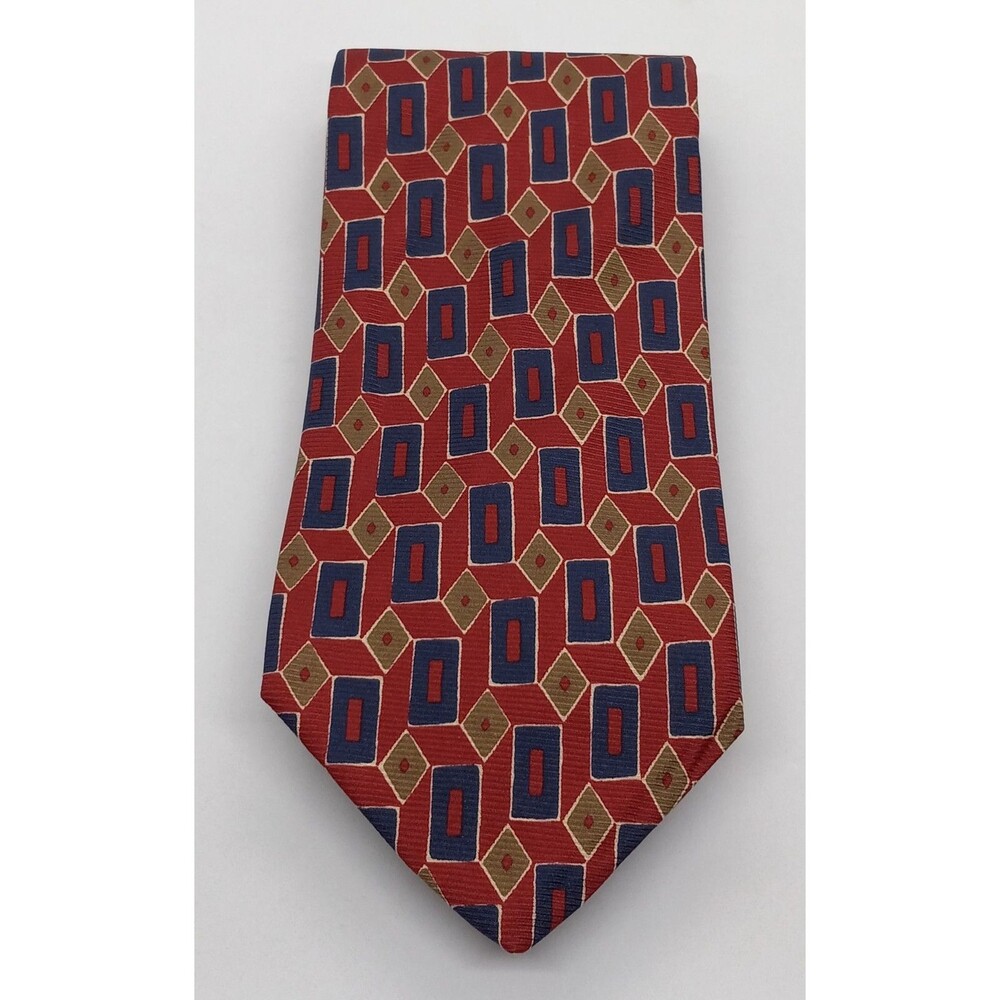 Brooks Brothers Silk Men's Tie. Red Brown & Blue Makers Necktie USA  57" x 3.75"